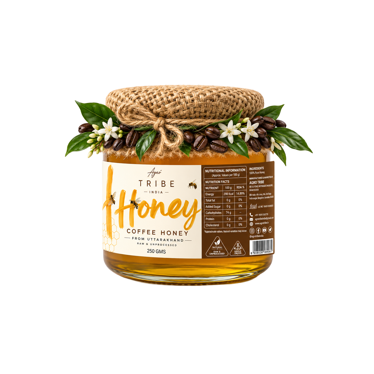 Agro Tribe Coffee Honey 250g jar