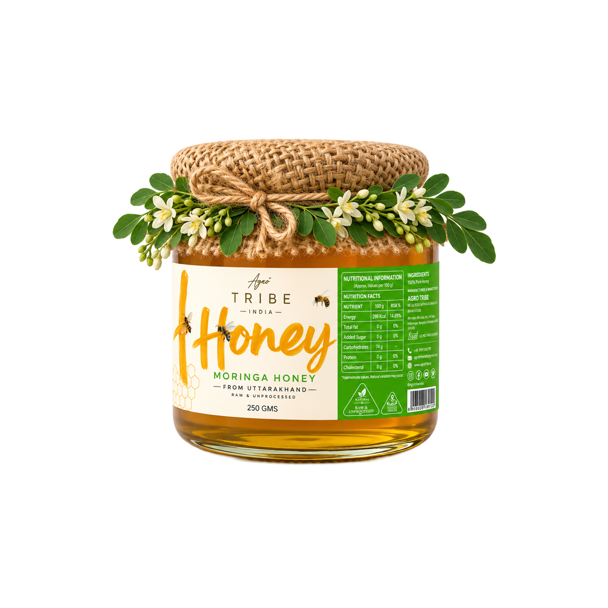 Agro Tribe Moringa Honey 250g jar