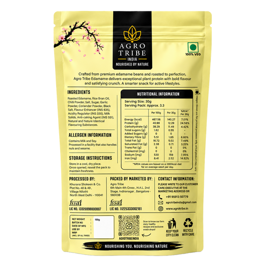 Agro Tribe Cheese Edamame 100g back pouch