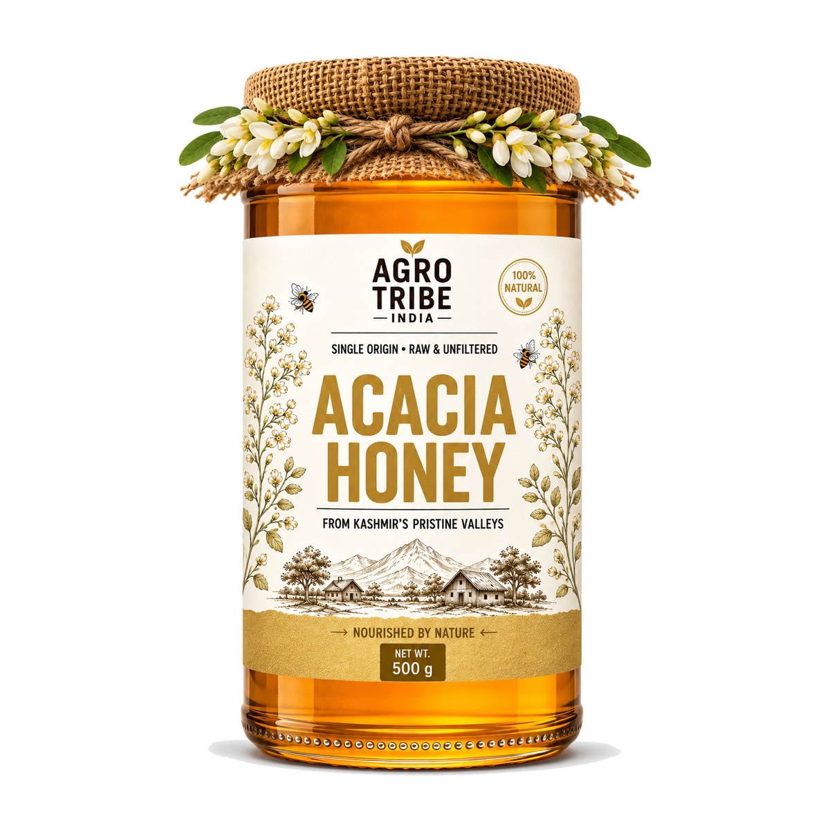 Agro Tribe Acacia Honey 500g jar