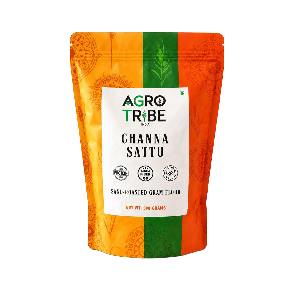 Agro Tribe Chana Sattu 500g front pouch