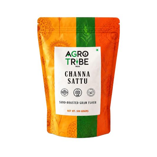 Agro Tribe Chana Sattu 500g front pouch