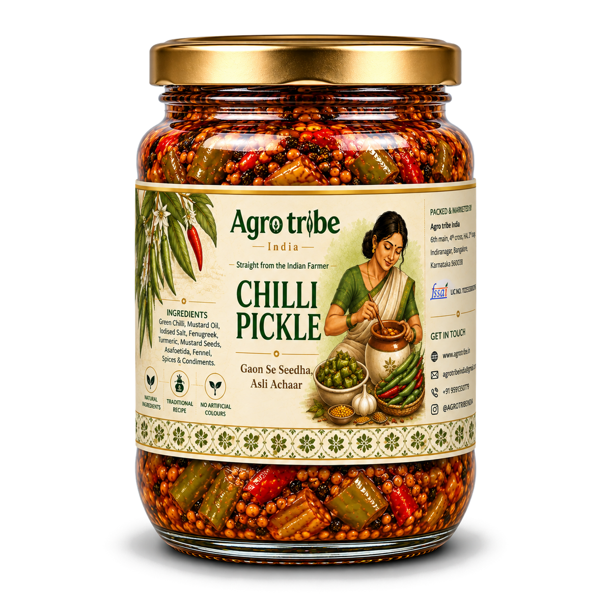Agro Tribe Chilli Pickle 500g