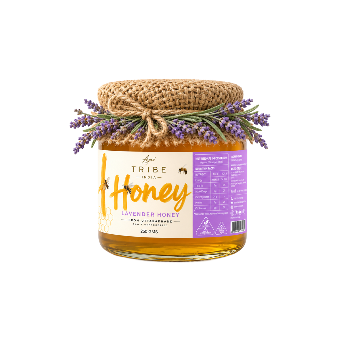 Agro Tribe Lavender Honey 250g jar