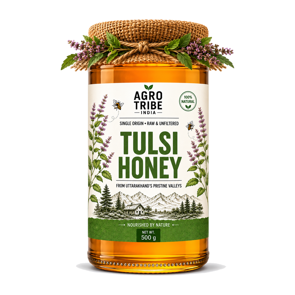 Agro Tribe Tulsi Honey 500g jar