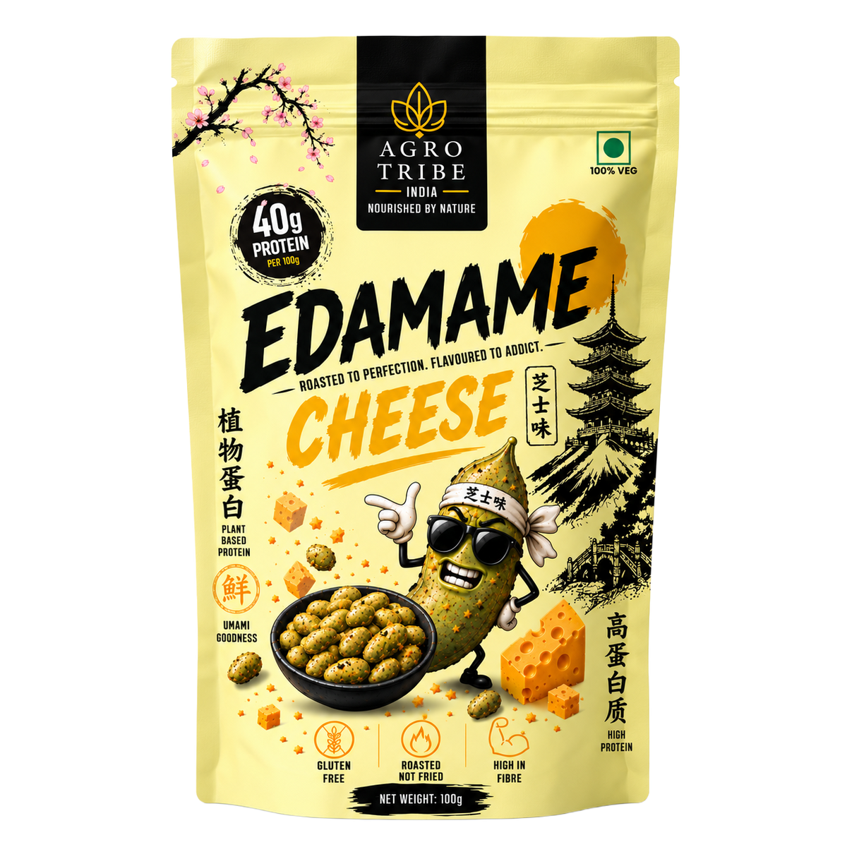 Agro Tribe Cheese Edamame 100g front pouch