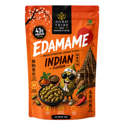 Agro Tribe Indian Flavour Edamame 100g front pouch