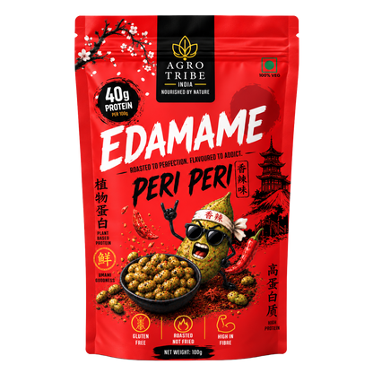 Agro Tribe Peri Peri Edamame 100g front pouch