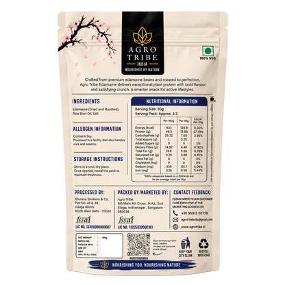 Agro Tribe Salted Edamame 100g back pouch