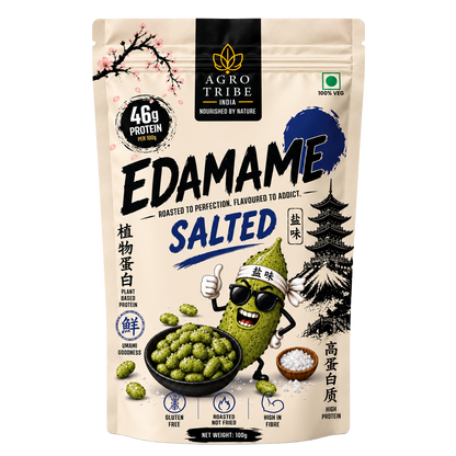 Agro Tribe Salted Edamame 100g front pouch
