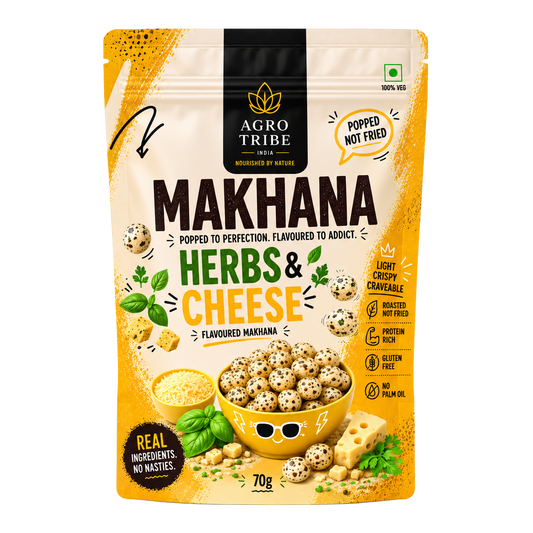 Agro Tribe Herbs and Cheese Makhana 70g front pouch